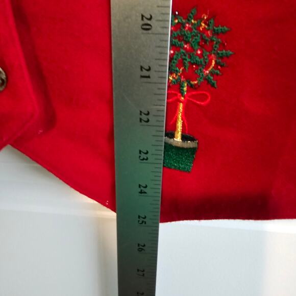 Vintage Karen Scott Christmas Vest Women Large Red Plants Y2K Preppy Granny Bows - Picture 9 of 10